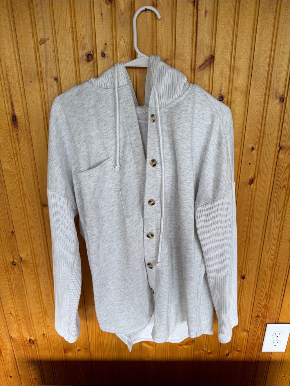 Light Gray Women's Hooded Button Cardigan Sweater